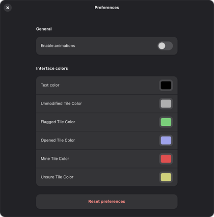 The Pynes preferences window