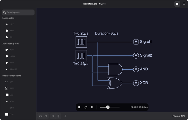 GGate playing back an oscillator circuit